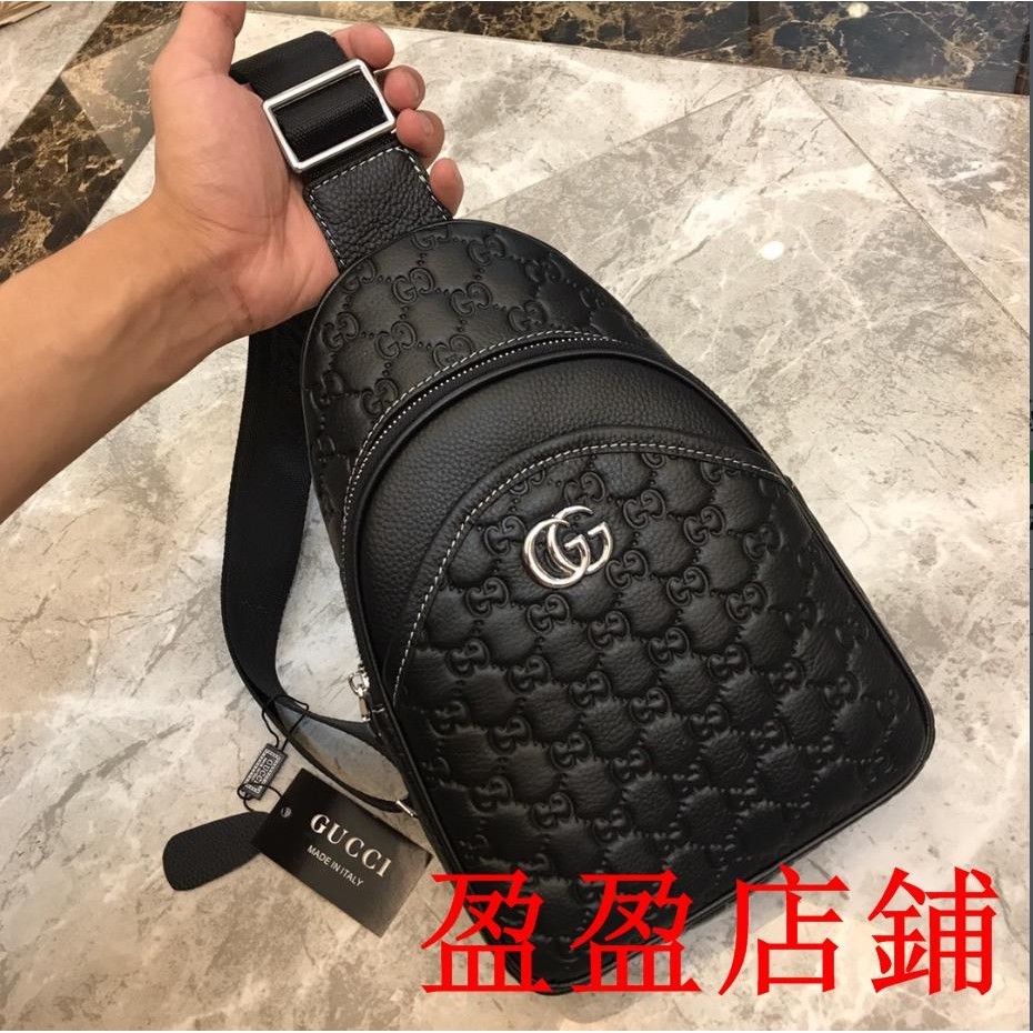 盈盈二手/GUCCI/古馳男士側背包 側背包男 胸包男包 腰包防盜背包 斜包 肩背包單肩包斜挎包男女側肩包背包男323