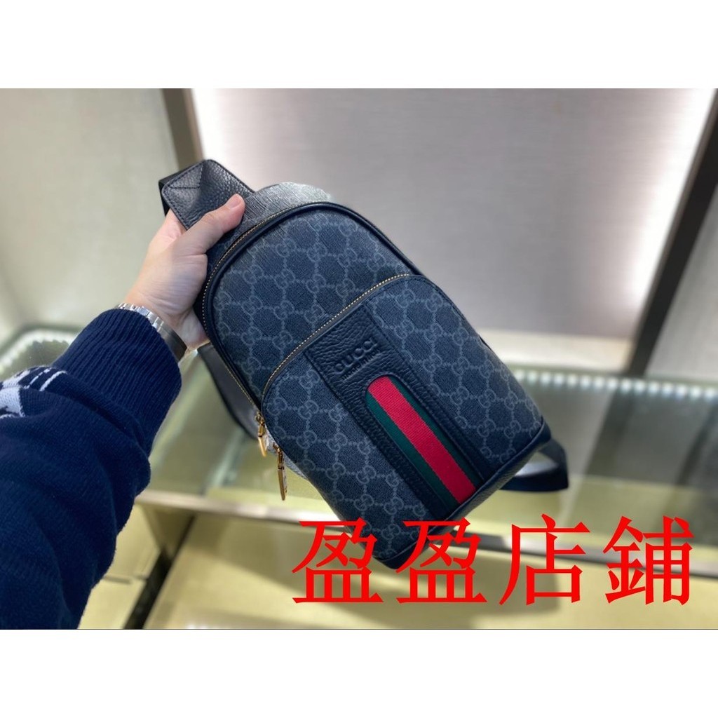 盈盈二手/GUCCI/古馳男士斜背包 機能側背包 磁扣快拆卸胸包 腰包男生側背包男包 郵差包 肩背包 單肩包52222