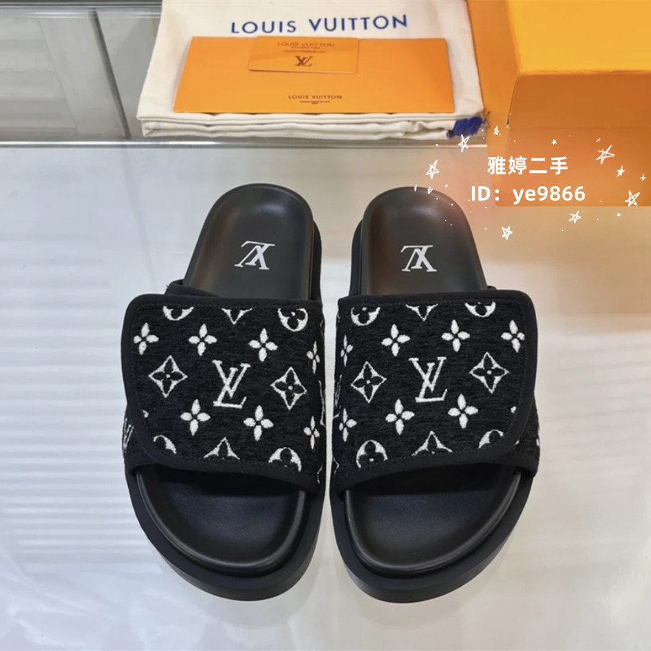 LV 路易威登 Miami 涼鞋 1ABFTR 黑色老花 魔術貼 涼拖 拖鞋