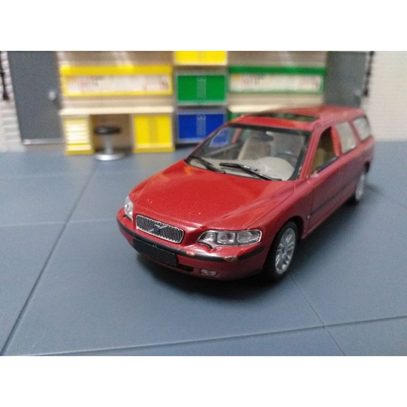 二手無盒 有缺件 MINICHAMPS 迷你切 1/43 沃爾沃 VOLVO 2000年 V70 紅色 模型車