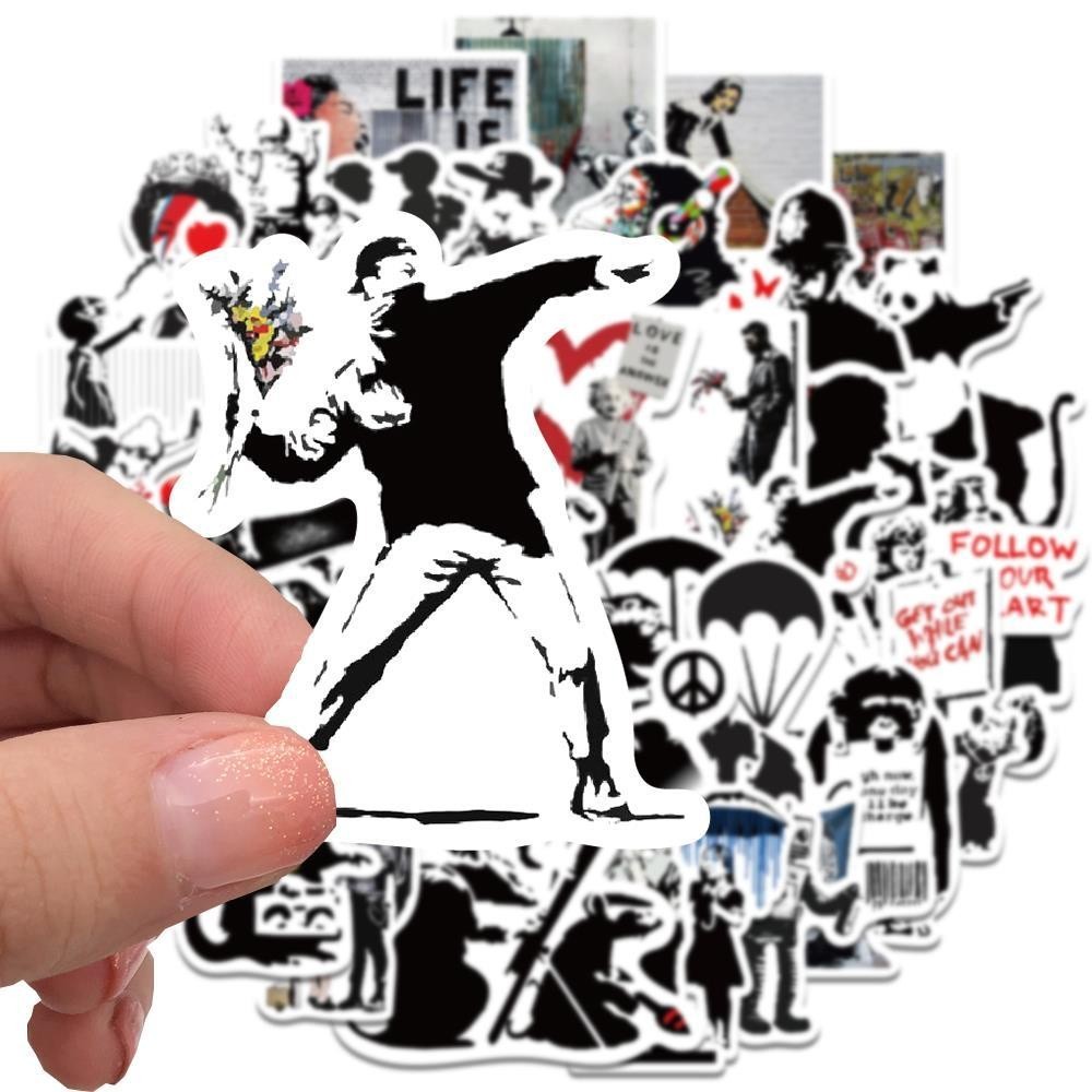 Xstore2 67PCS Banksy Sculptures Flower Thrower Stickers Cool