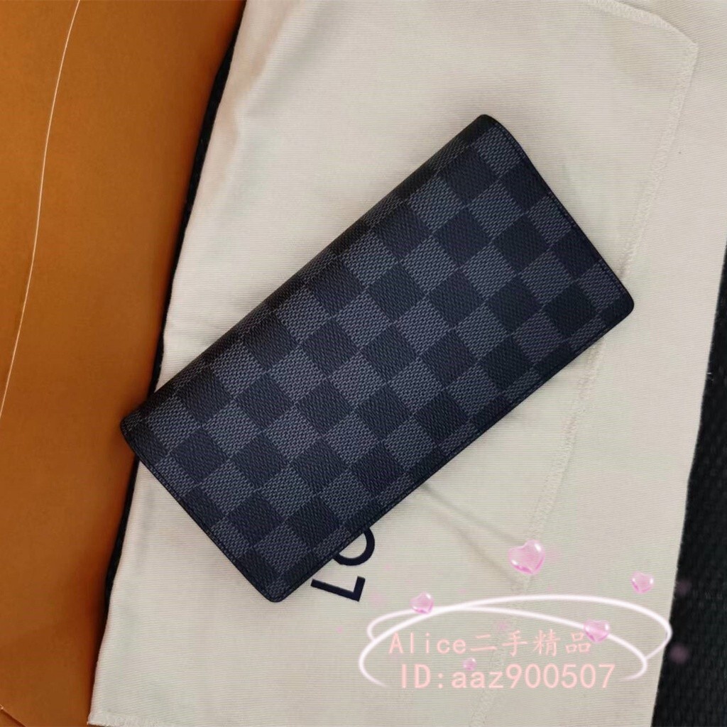 lv 路易威登 Brazza系列 Damier 棋盤格帆布對開長夾 長錢包N62665