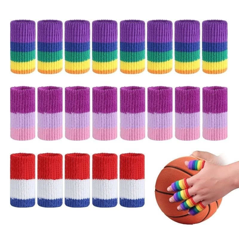 台灣新款彩虹針織手指套籃球羽毛球運動護指套透氣手指關節保護套運動護具