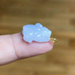 玉貴人…天然a貨純K金 小小貔貅淡雅紫翡翠玉墜項鍊，送證書
