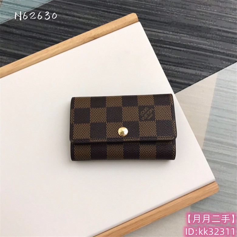 二手精品 LV 路易威登 6 匙鑰匙包 鑰匙扣皮夾 棋盤格 N62630