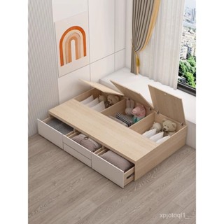 MQKC 定製實木無床頭床箱體高箱儲物收納定做榻榻米床小戶型單人公寓