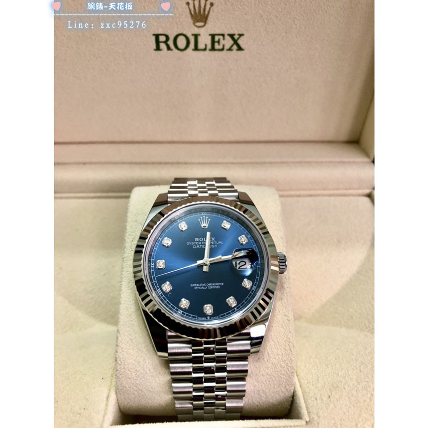 Rolex 勞力士 Datejust 126334 蠔式日誌型 經典不鏽鋼 鑽石時標藍色面盤 自動腕腕錶 (價格請