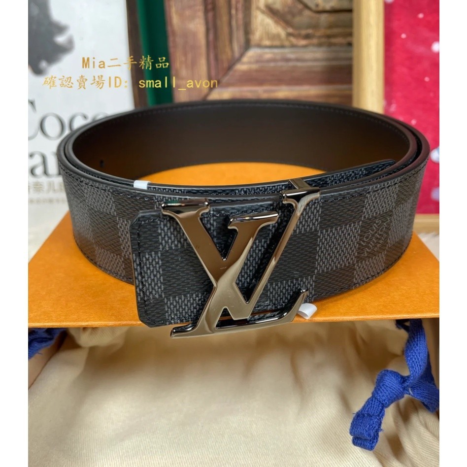 二手精品 LV INITIALES M9808T LV 經典 字母LOGO 棋盤格/老花/黑化 4cm 皮帶/腰 99新