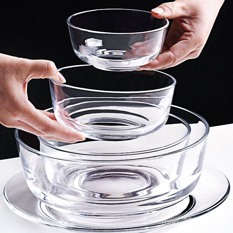 【特惠+免運】玻璃碗耐高溫傢用沙拉碗透明大碗玻璃盆湯碗飯碗水果碗泡麵碗餐具 WJQA