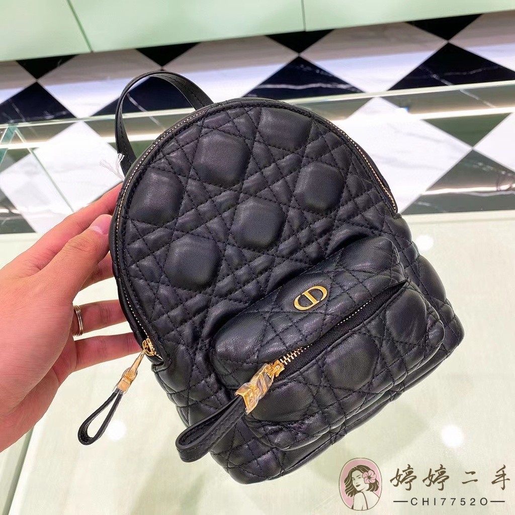 DIOR 迪奧 Backpack 小號 大號 雙肩包 後背包 小書包 斜背包 女包 黑色羊皮 免運