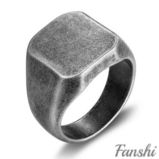 Fanshi｜鈦鋼戒指｜復古做舊簡約方形戒指 配飾刻字 轉運戒指 男生戒指 戒指男 復古戒指 食指戒指 男戒 指環 戒子