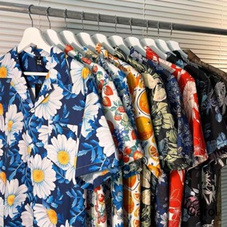 Carol✨大碼男裝 短袖花襯衫 複古vintage 夏季 ins 痞帥 寬鬆 情侶 港風 夏威夷防曬襯衣潮