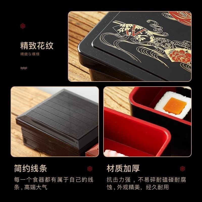 日式鰻魚飯盒壽司盒圓形帶蓋便當盒餐盒商用-fred百貨