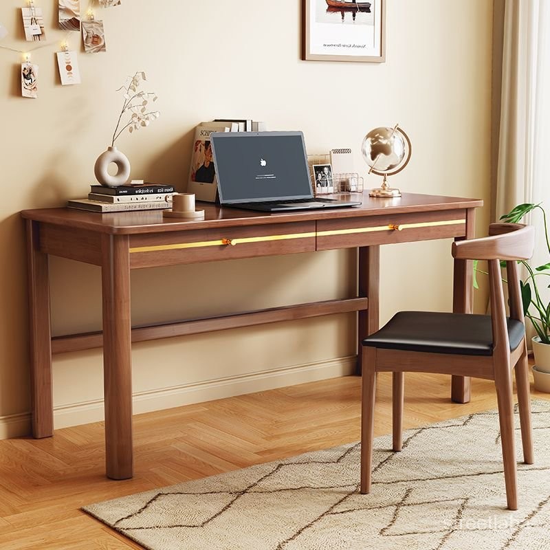【特價-熱賣】輕奢現代全實木書桌傢用寬50電腦桌書房高級感辦公桌高80cm寫字桌 IGEP