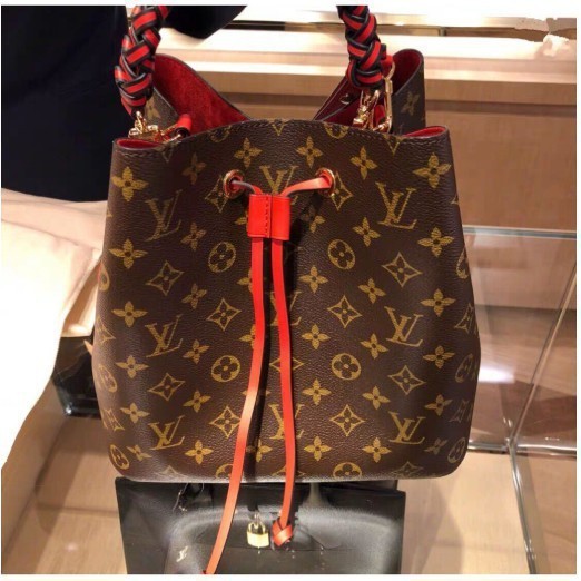 LV M43985 紅色 NéoNoé 新款 束口式水桶包 +編織手柄 現貨