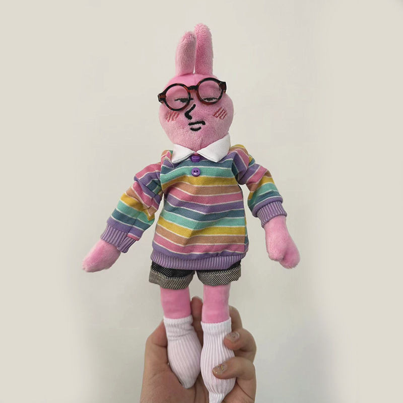 🔥精美好物🔥粉紅兔人玩偶衣服2030cm背帶褲襯衫褲子公仔娃衣套裝兔子生日禮物