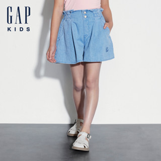 Gap 女童裝 Logo純棉牛仔短褲-淺藍色(466716)