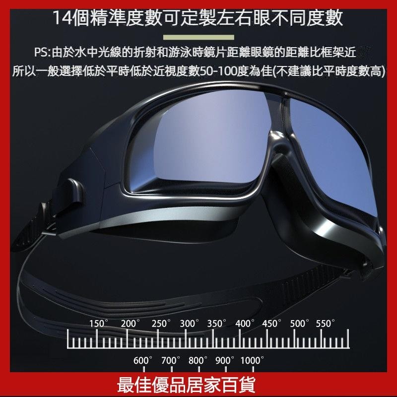 成人泳鏡 潛水鏡 SUYINI 可定製左右眼度數 大框 近視 高清 防水 防霧 泳鏡 男女 專業 遊鏡 蛙鏡