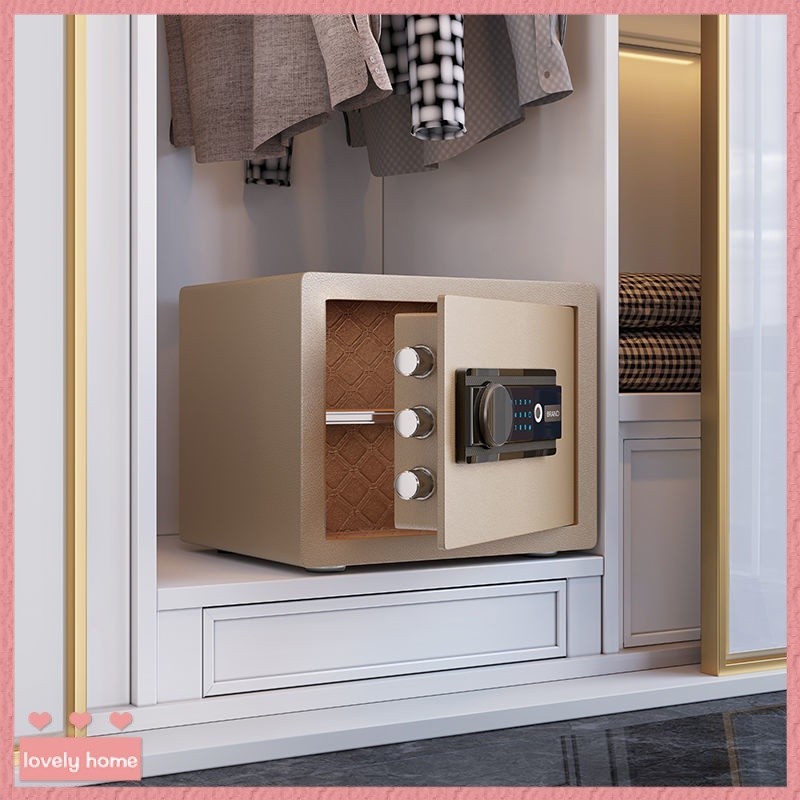 【Lovely home】新品❤免運 保險櫃 傢用小型防盜電子密碼箱指紋保險箱 可入墻床頭櫃全鋼隱形