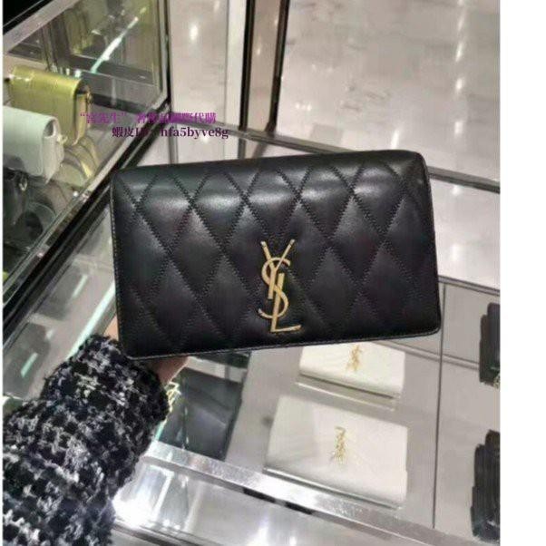 宮先生二手 YSL 鏈帶包 菱格 ANGIE 鑽石紋 黑色小羊皮 風琴包 568906