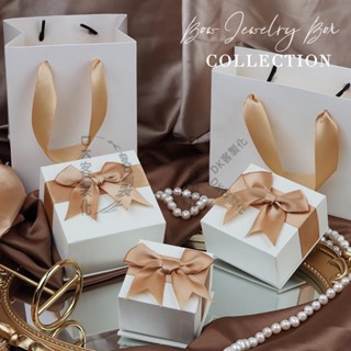 【DK客製化】客製化首飾盒 定制 法式 香檳金 質感蝴蝶結 飾品包裝盒 珠寶盒 耳環項鍊 禮盒可訂製logo