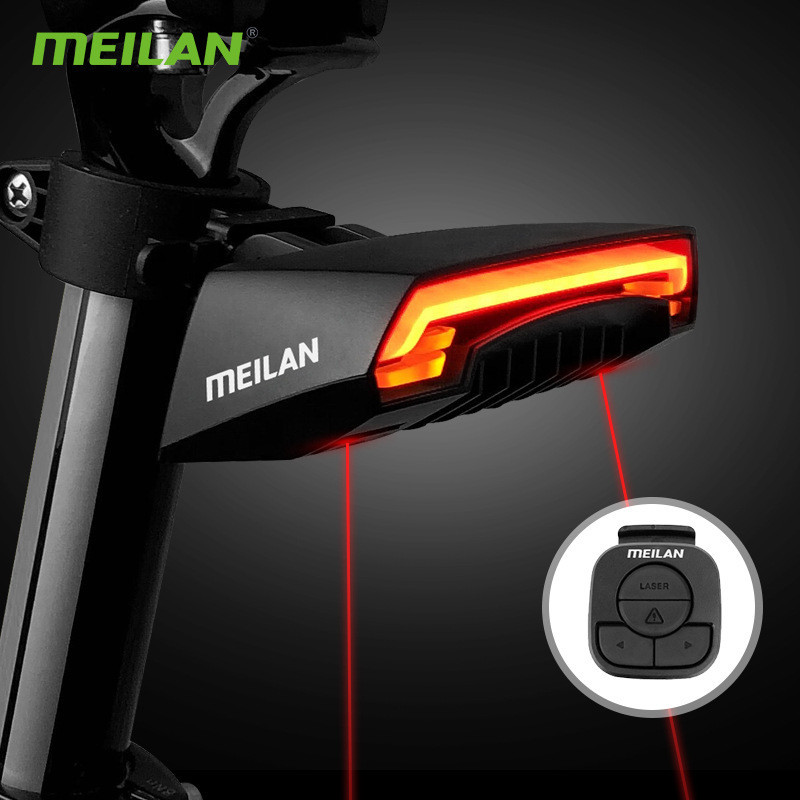 meilan魅藍 X5自行車智能剎車尾燈 遙控轉嚮USB充電激光鐳射警示燈 方嚮燈 單車燈 腳踏車尾燈 剎車感應燈