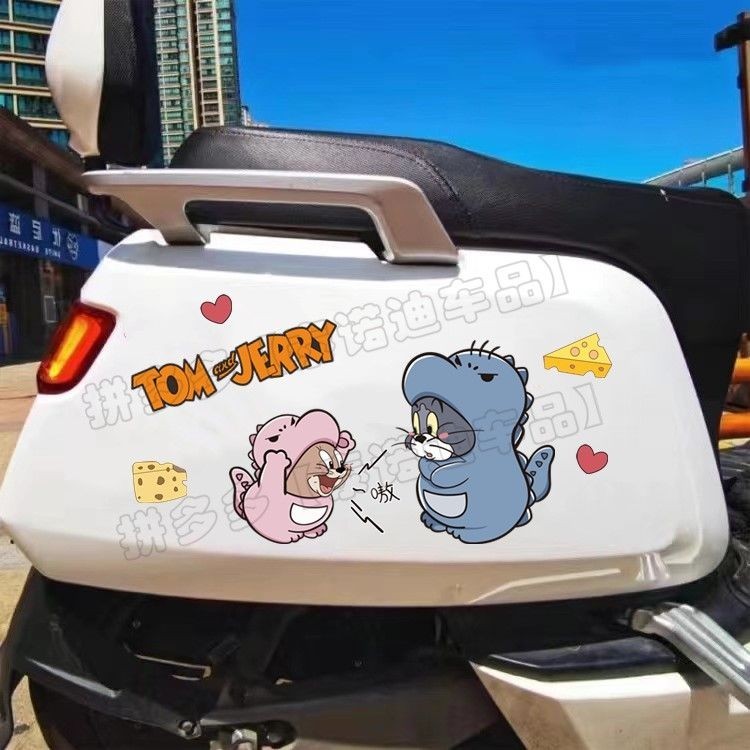 ✨桃園出貨✨貓和老鼠電動車裝飾貼紙湯姆貓可愛創意個性電瓶車劃痕遮檔車貼畫 💕Jenny百貨🎈