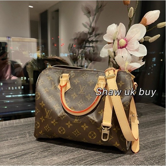 正品現貨 LV 經典 老花 speedy 25棋盤格 肩帶sp25 枕頭包 斜挎包 M41113 波斯頓包