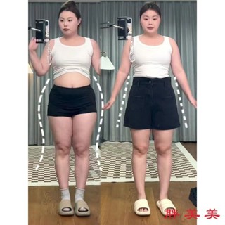 【M-5XL大尺碼】大尺碼短褲 牛仔短褲女 女生短褲 休閒褲梨形身材高腰牛仔短褲女夏季新款大碼胖mm設計感顯瘦a字闊腿熱