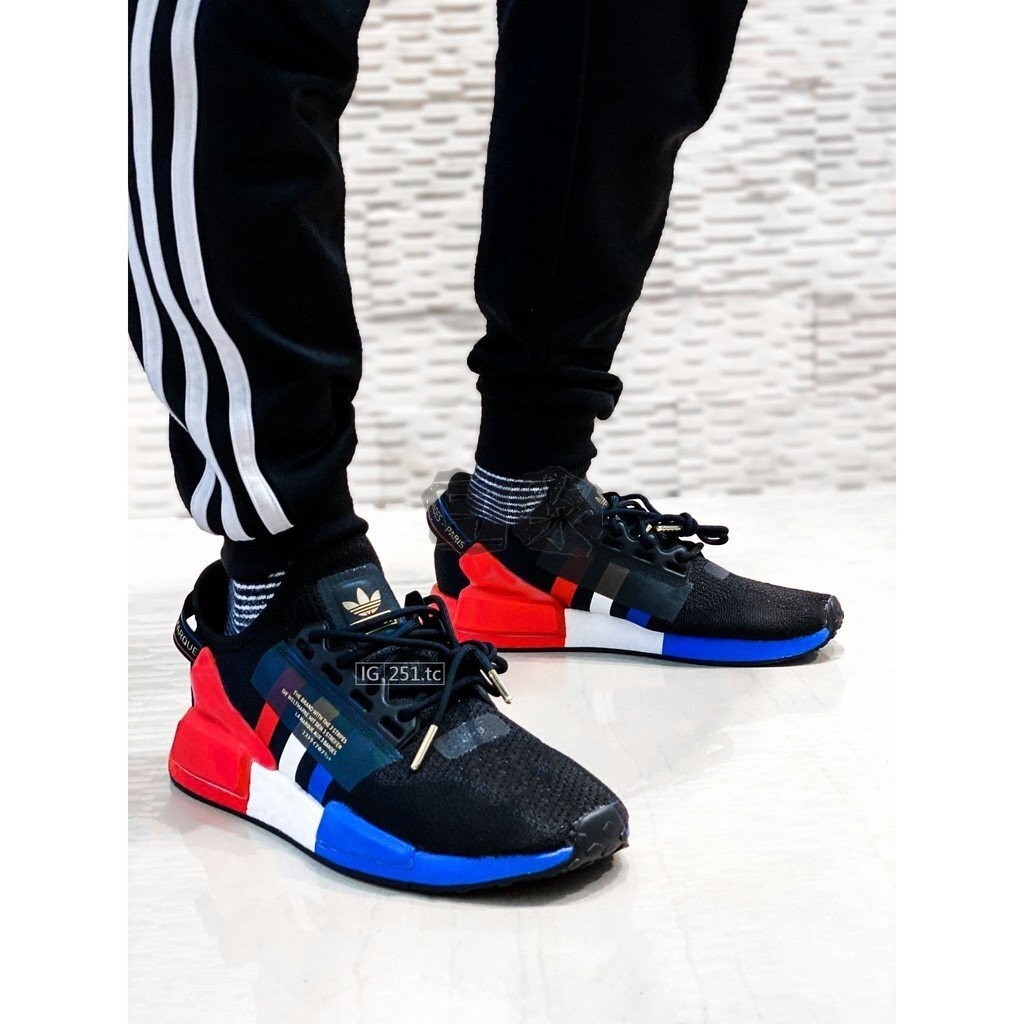 Adidas Original NMD_R1 V2 黒紅藍 低幫休閒百搭運動鞋FY2070 男女鞋