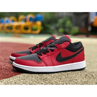 Air Jordan 1 Low Gym Red AJ1 紅黑 紅牛 皮革拼接籃球鞋 553558-605男鞋