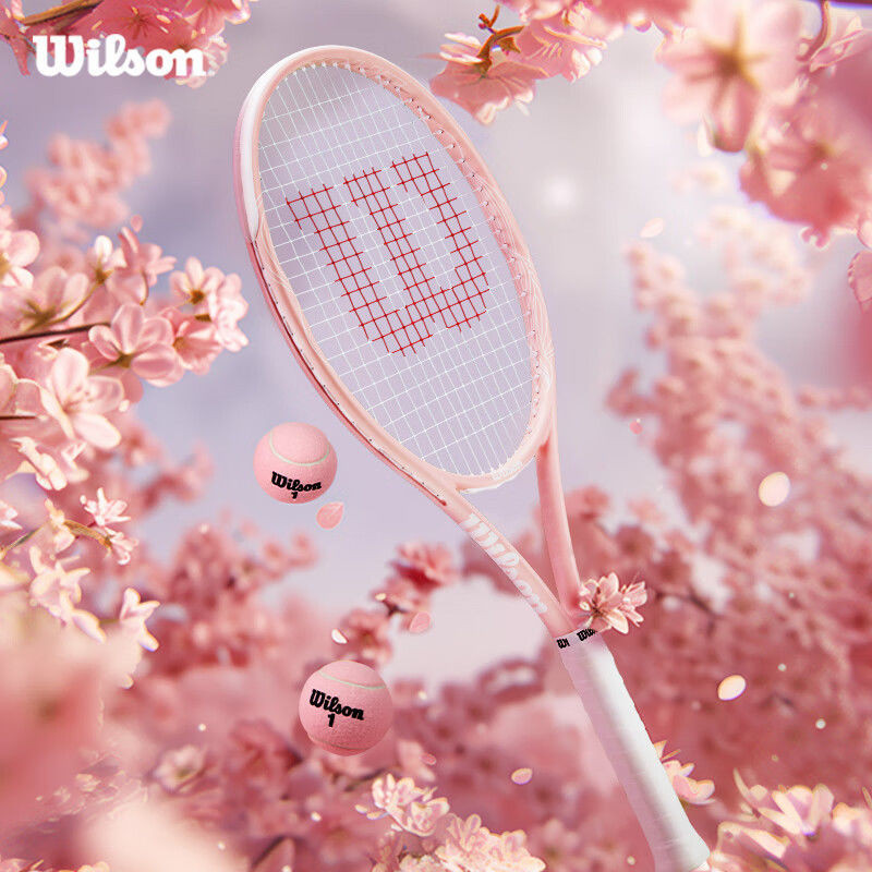 【精品熱銷】Wilson威爾勝官方24新款櫻花粉色全碳素一體網球拍女生成人進階拍