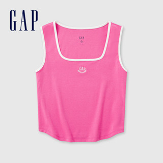 Gap 女裝 Logo方領針織背心 女友T系列-粉紅色(465243)