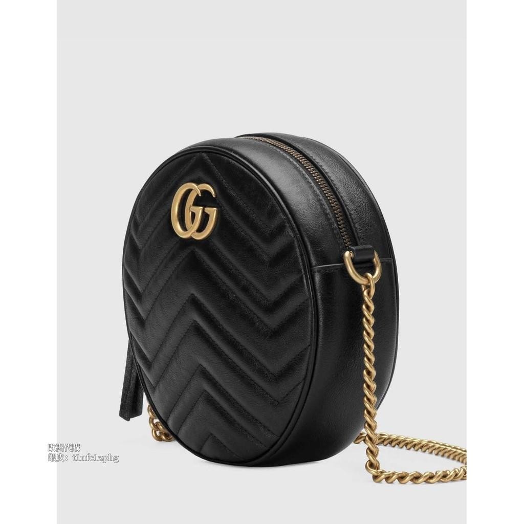 法國代購 Gucci 古馳GG Marmont mini round 550154 黑色