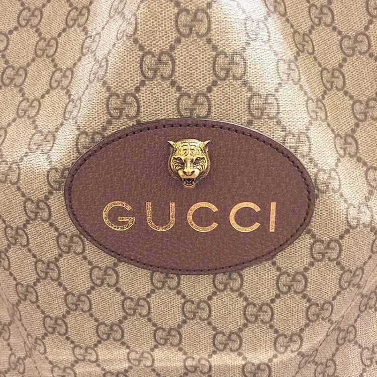 全新 GUCCI 復古 立體 金屬 老虎頭 經典 GG LOGO 抽繩 後背包 473872 現貨