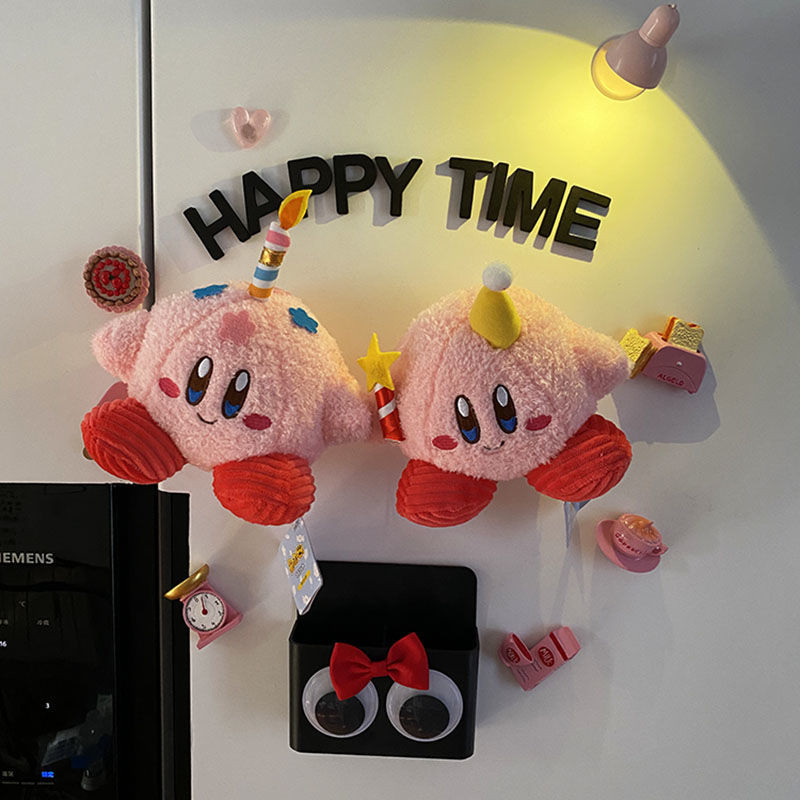✨丨臺灣熱賣🎉可愛粉色卡通星之卡比公仔冰箱貼磁貼毛絨玩偶防撞磁吸裝飾