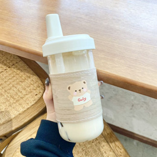 臺灣熱賣🐣樂扣同款 Lock 日式 高顏值 珍珠奶茶塑膠杯 帶粗吸管 果汁杯 外帶 潮流飲料杯 網紅水杯