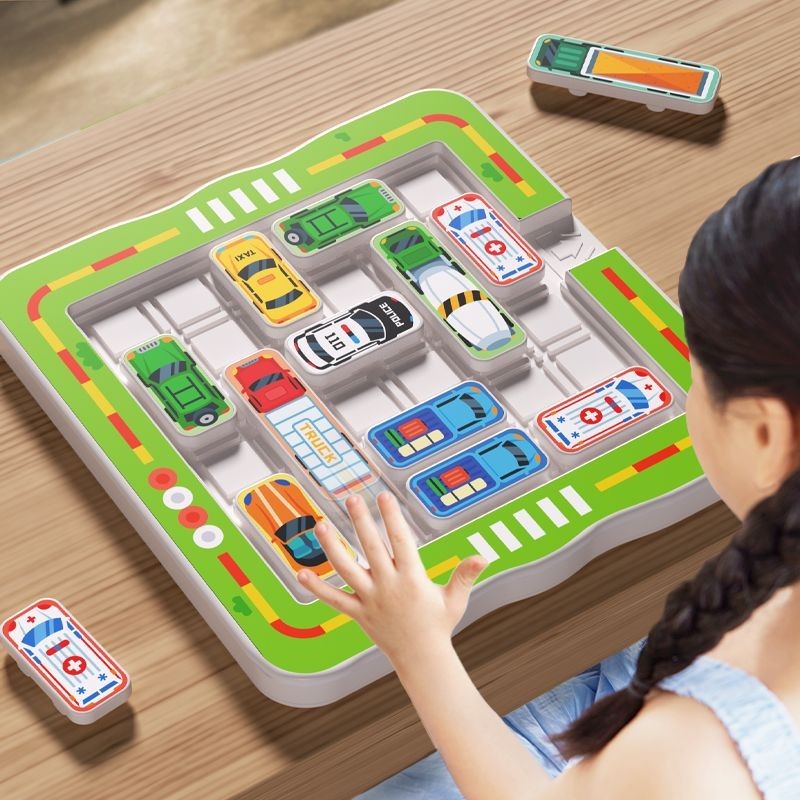 汽車華容道兒童數學邏輯思維訓練玩具寶寶大班益智力動腦移車出庫