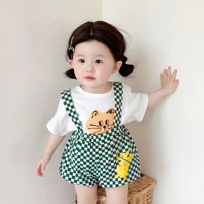 Mini baby🌷2024夏裝新款套裝女寶寶洋氣兩件套寶寶夏裝6-12個月純棉小童衣服