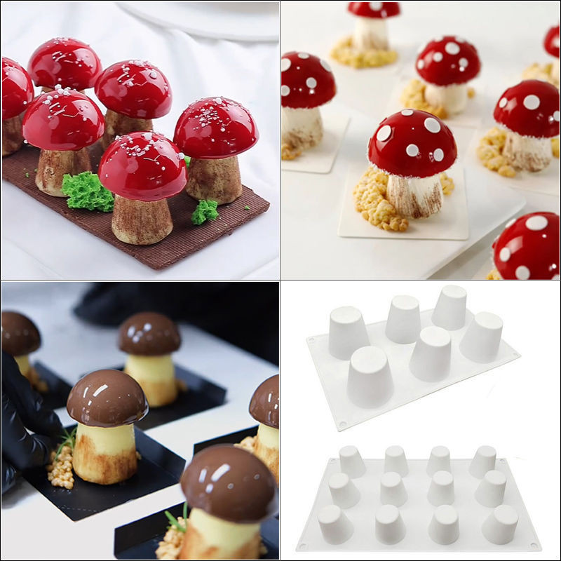 【ecoco】蛋糕模具 烘焙模具 慕斯模具 網紅甜品仿真蘑菇慕斯模具半圓形錐形柱子硅膠模甜品蛋糕磨具烘焙
