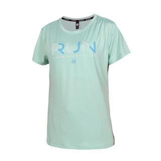 FIRESTAR 女彈性印花短袖T恤(慢跑 吸濕排汗 上衣 「DL463-66」 果綠湖藍白