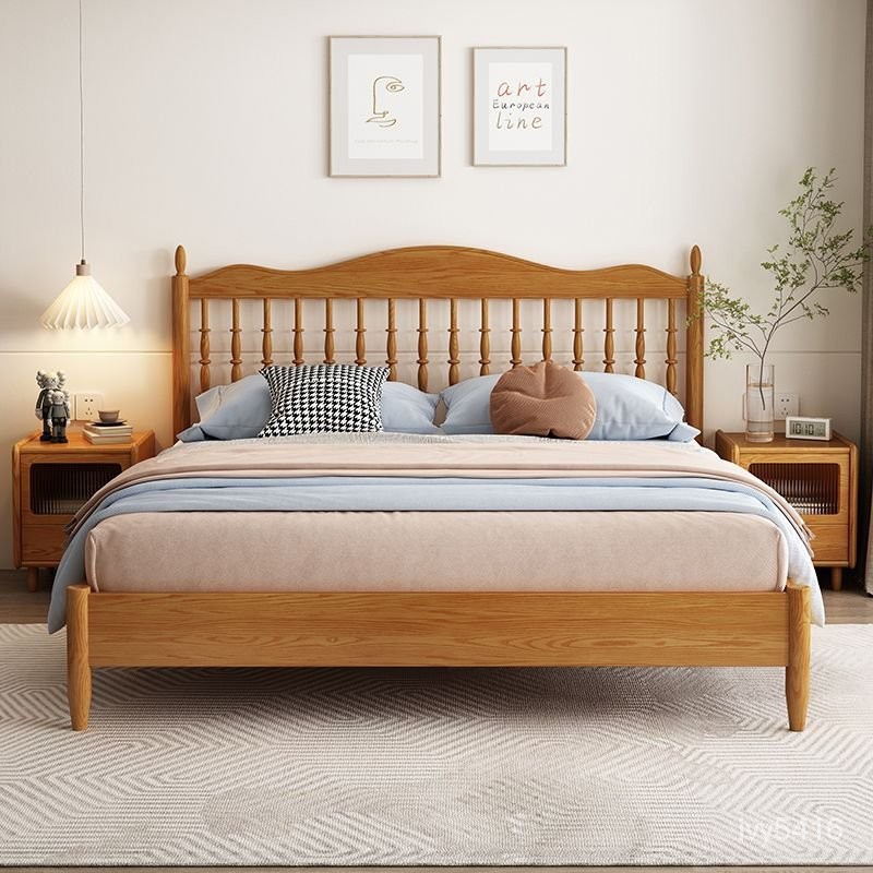 床架✨  白蠟木床 臥室床架 小戶型床架 雙人床架 實木床架 歐式床架 北歐床 1.5米原木床 輕奢床 溫莎床