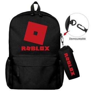 (背包+鉛筆盒) 羅布樂思 Roblox 可愛卡通 學生帆布大容量學生書包 兒童雙背包 休閒背包
