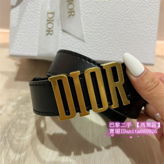 現貨+免運 DIOR 迪奧 CHRISTIAN CEINTURE 復古字母扣 復古銅金 女士皮帶 腰帶實拍