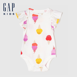Gap 嬰兒裝 Logo印花/條紋圓領短袖包屁衣-冰淇林印花(440509)