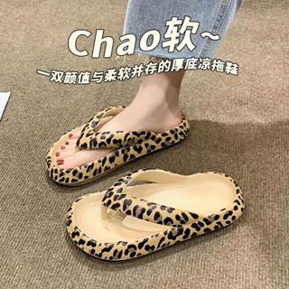 💕洋洋鞋店💕夾腳拖鞋 人字拖 【蝦米思拖】人字拖鞋女外穿夏季新款夾趾厚底時尚豹紋外出涼拖女 厚底涼拖鞋 女生防滑涼拖鞋女