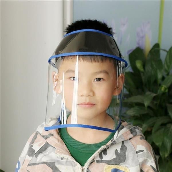 TPU兒童防護罩寶寶防飛沫面罩透明可拆卸隔離帽子全臉防唾沫頭罩