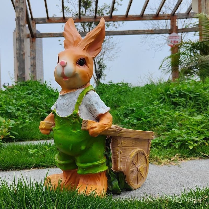 免運到府 兔子擺件可愛庭院花園幼兒園別墅景觀裝飾樹脂花盆花缸鵰塑工藝品 7NQY