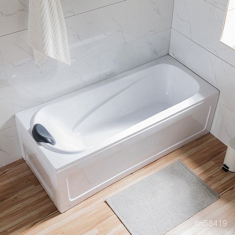 亞剋力小戶型浴缸 傢用單人按摩浴缸 獨立式長方形浴缸 成人恆溫加熱浴缸 浴缸