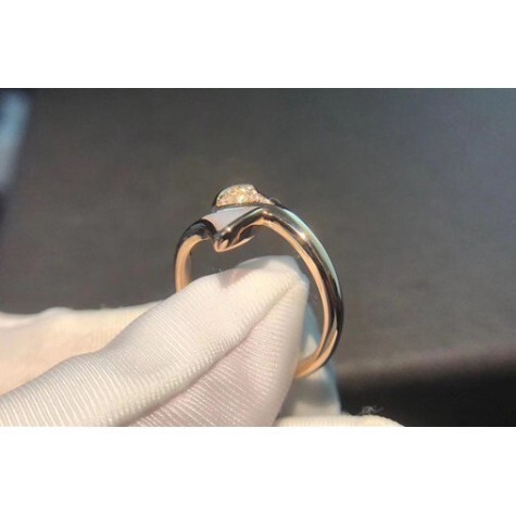 二手正品 Bvlgari 寶格麗 18K玫瑰金 扇形 滿鉆戒指 貝母鑲鉆 戒指